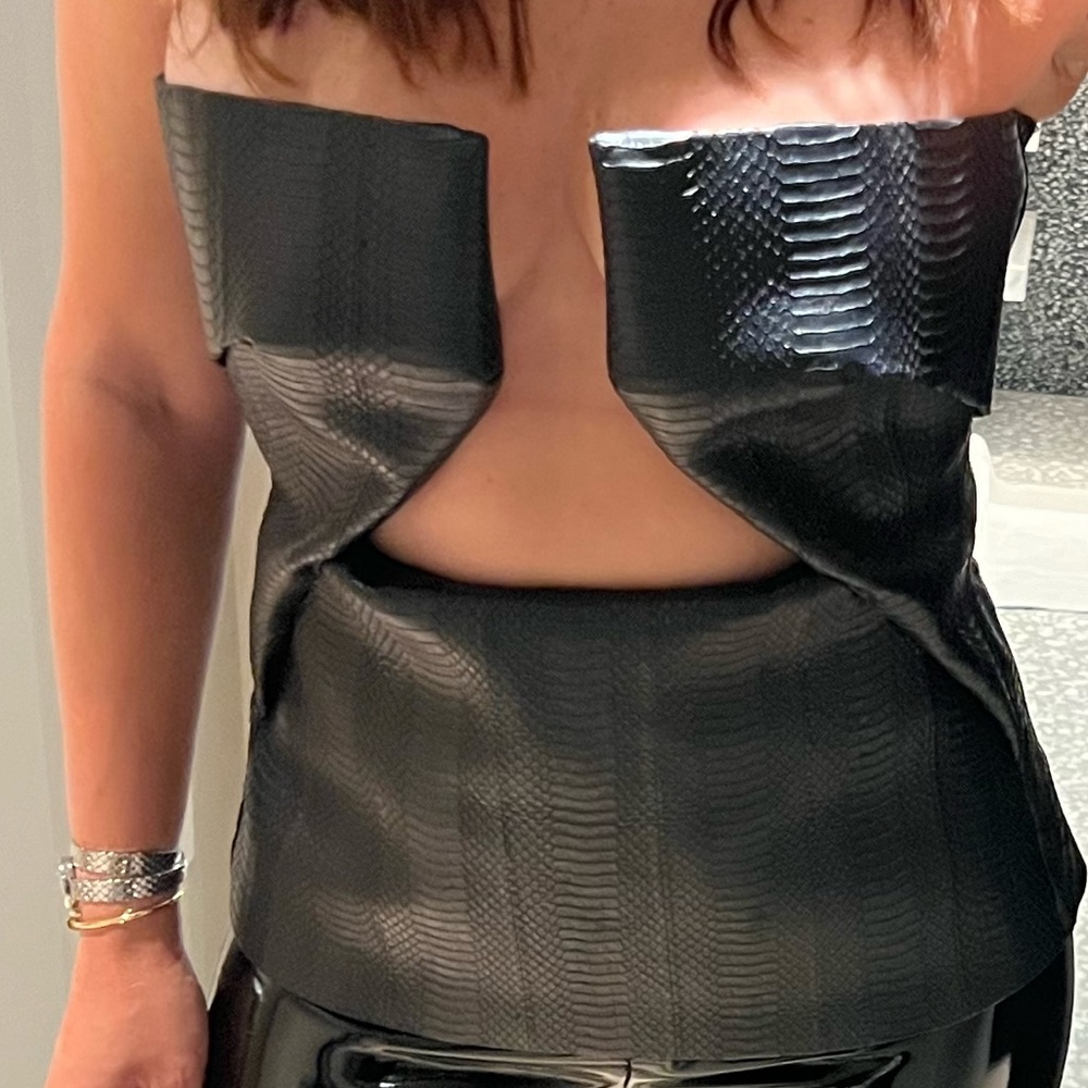 Rick Owens leather croc print bustier top